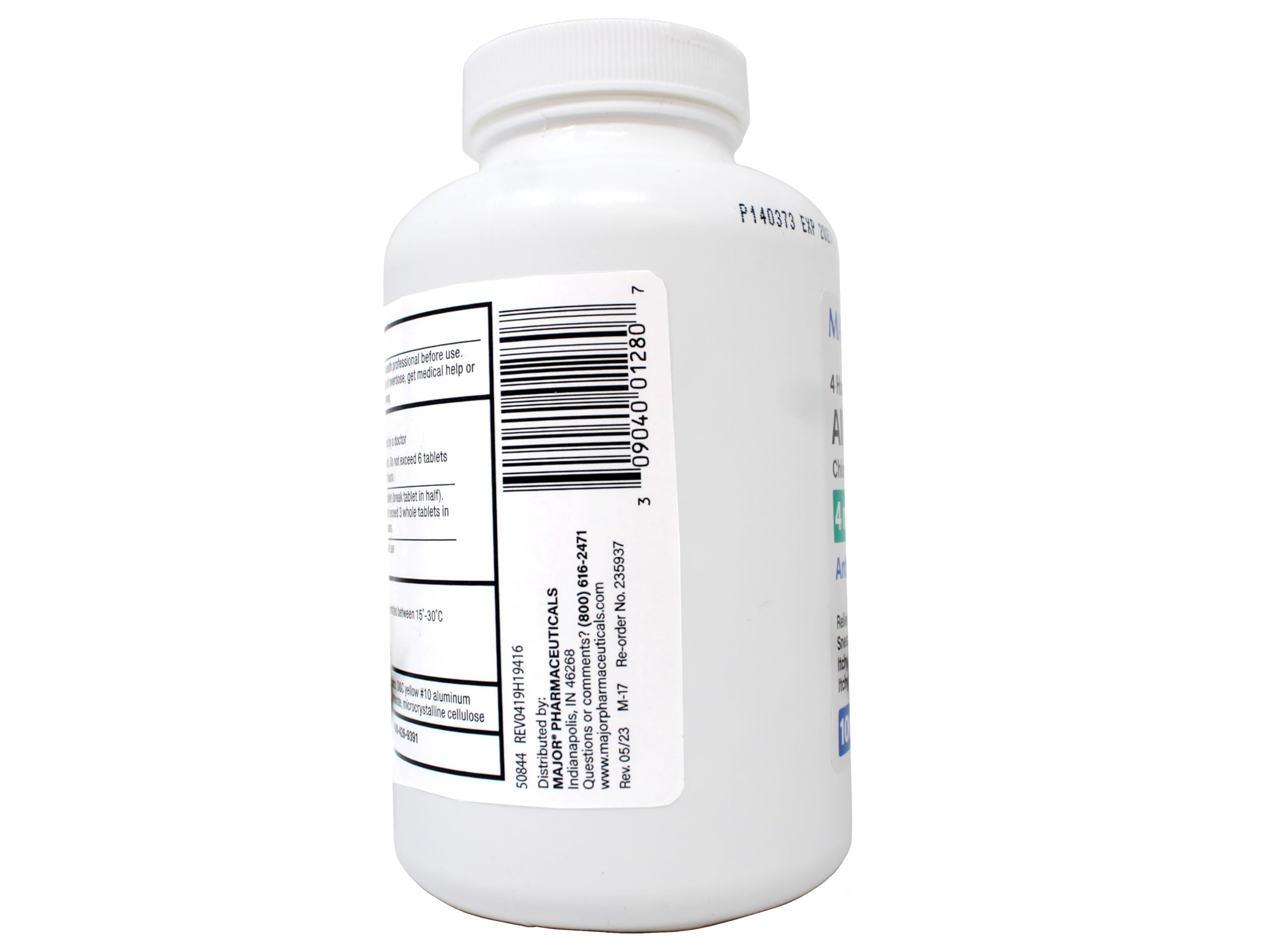 Major Allergy Tablets bottle with a user ensuring quick access during sniffles