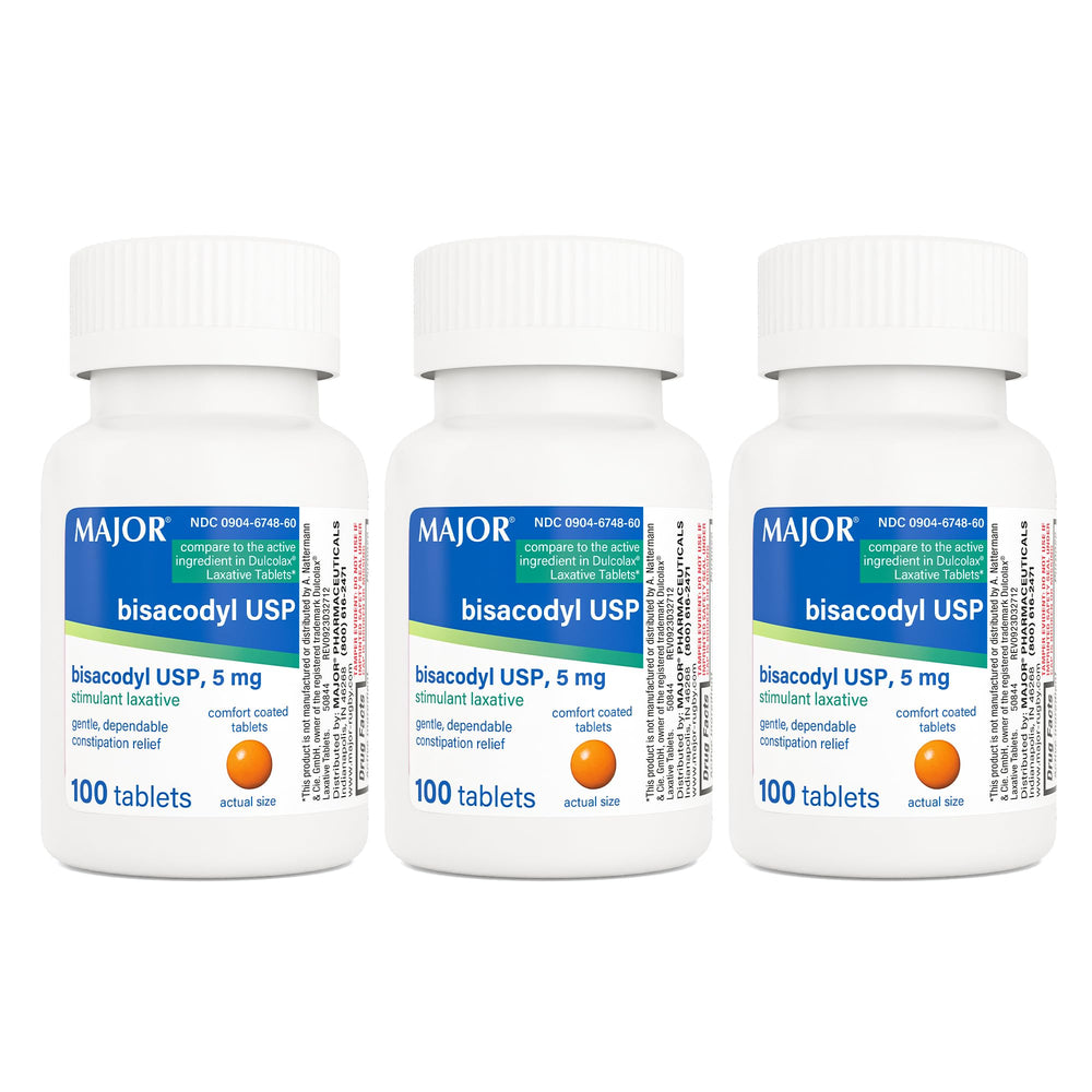 MAJOR Bisacodyl 5mg tablets pack for convenient occasional relief.
