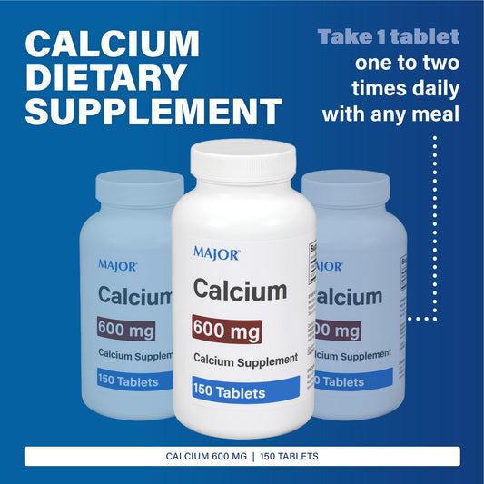 Close-up of Major 600mg calcium tablet showing texture