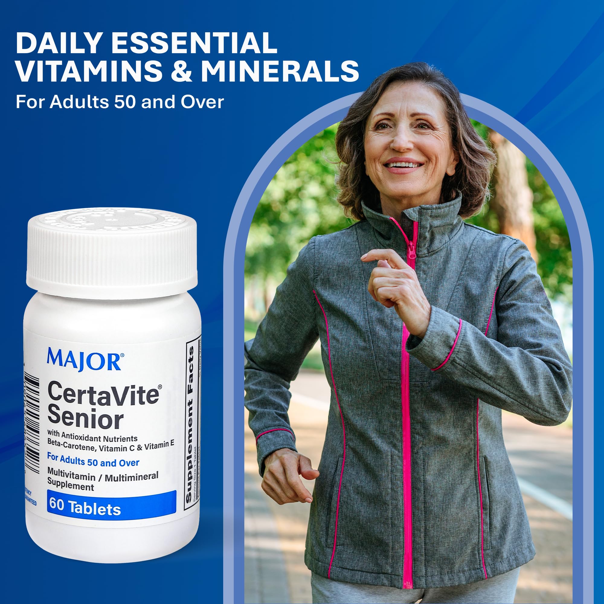 Nutrition facts panel for MAJOR CertaVite Senior Multivitamin
