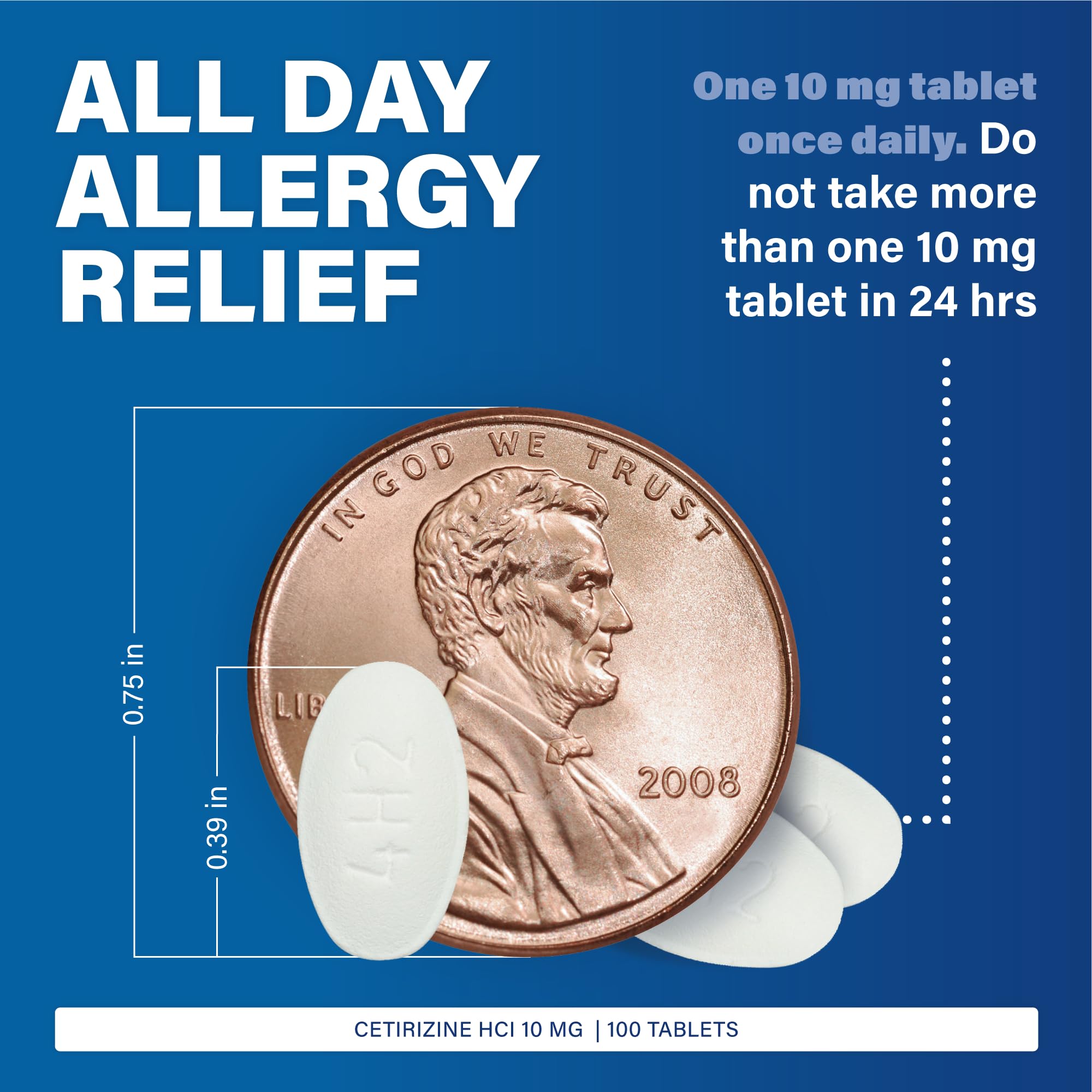 MAJOR cetirizine tablets 100-count pack for daily indoor and outdoor relief.
