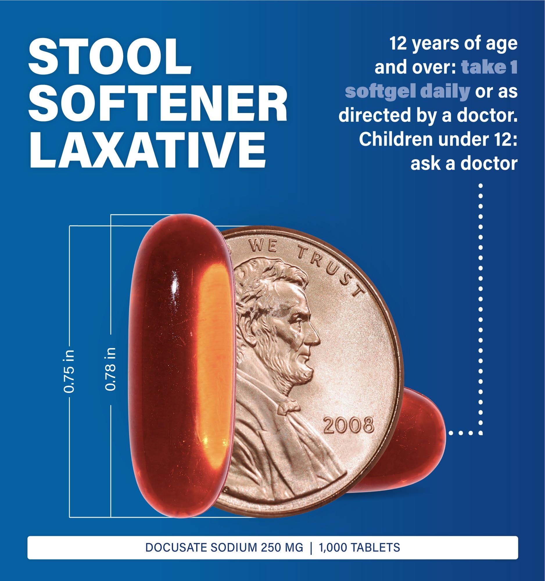 Major Docusate Sodium packaging highlighting 250 mg strength