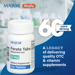 Three-pack packaging of Major Ferate iron supplement