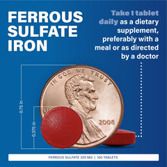 Three-pack display of Major Ferosul ferrous sulfate tablets