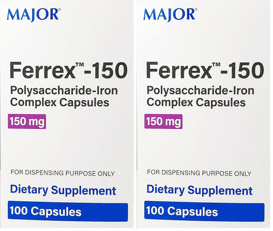 Ferrex-150 Polysaccharide-Iron Complex capsules, pack of 2, by Major Pharm (PGN)