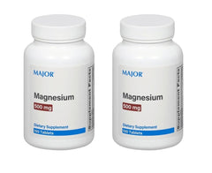 Front view of Major Magnesium 500mg tablets bottle