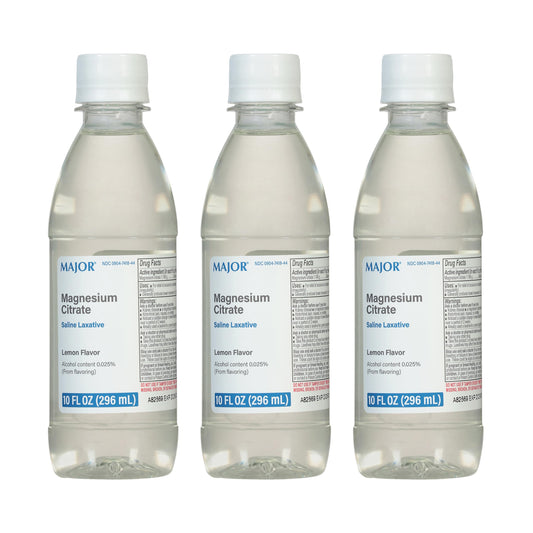 Front view of Major Magnesium Citrate Saline Laxative Lemon Flavor 10 fl oz pack (3-pack)