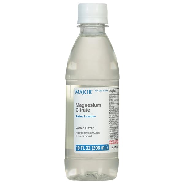 Front view of Major Magnesium Citrate Saline Laxative Lemon 10oz bottle