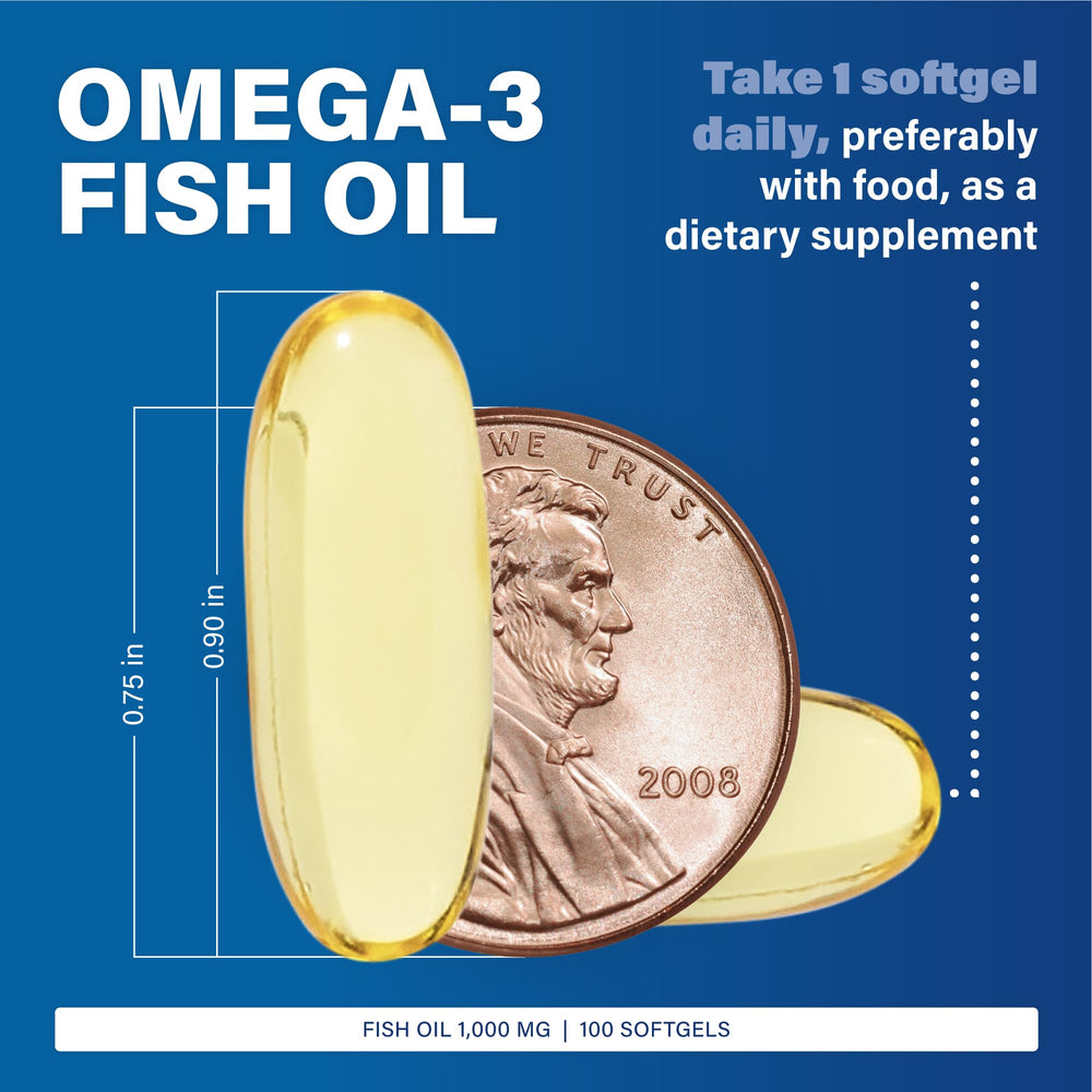 Back panel of MAJOR Omega-3 Fish Oil 3-pack with dosage and warnings