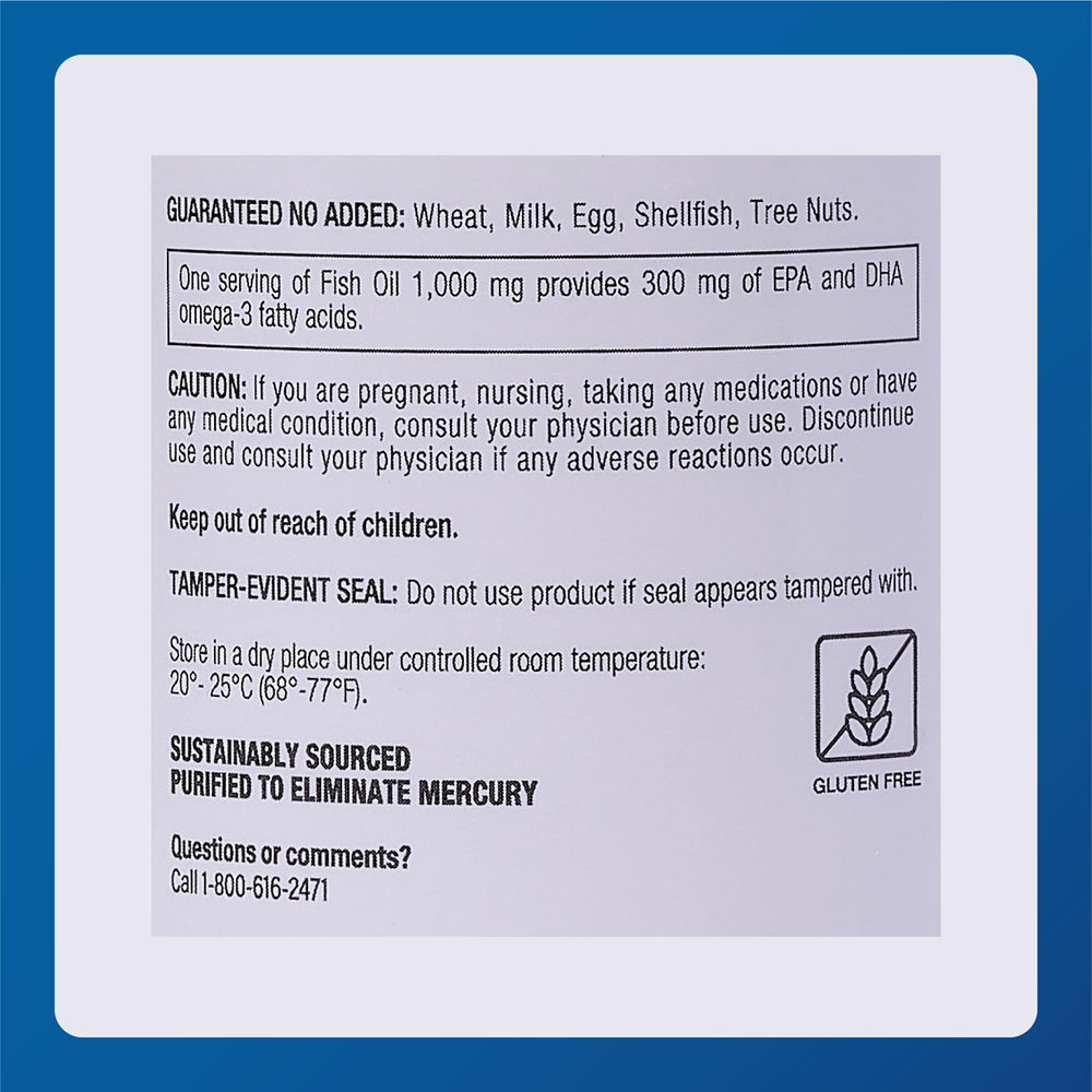 EPA and DHA breakdown for MAJOR Omega-3 Fish Oil