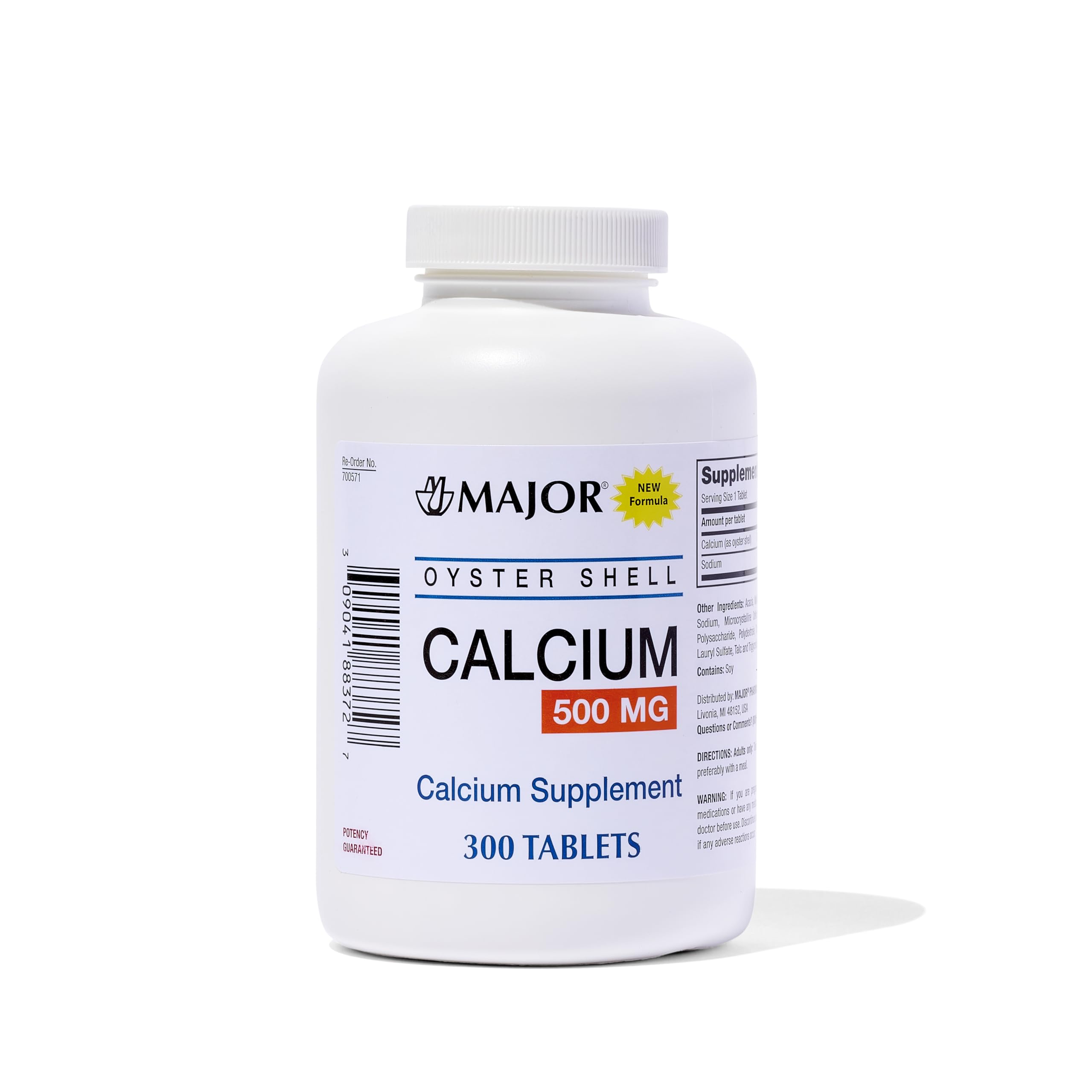 500 Shell Major Oyster Shell Calcium 500 mg – Daily Calcium Supplement, 300 Tabl ...