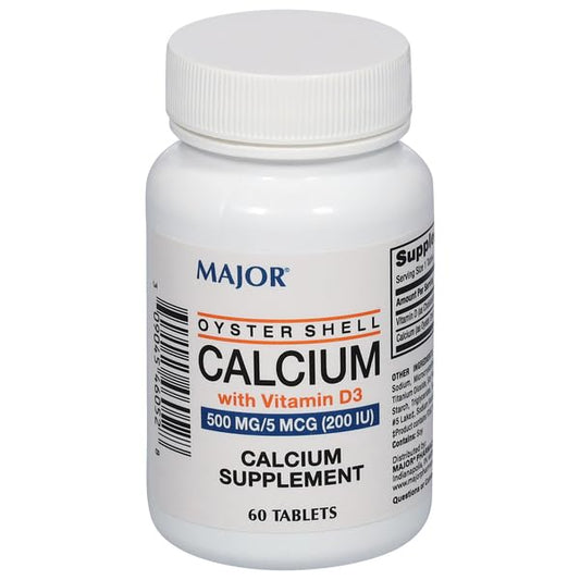 Label for Major Oyster Shell Calcium with Vitamin D3 500 mg 200 IU