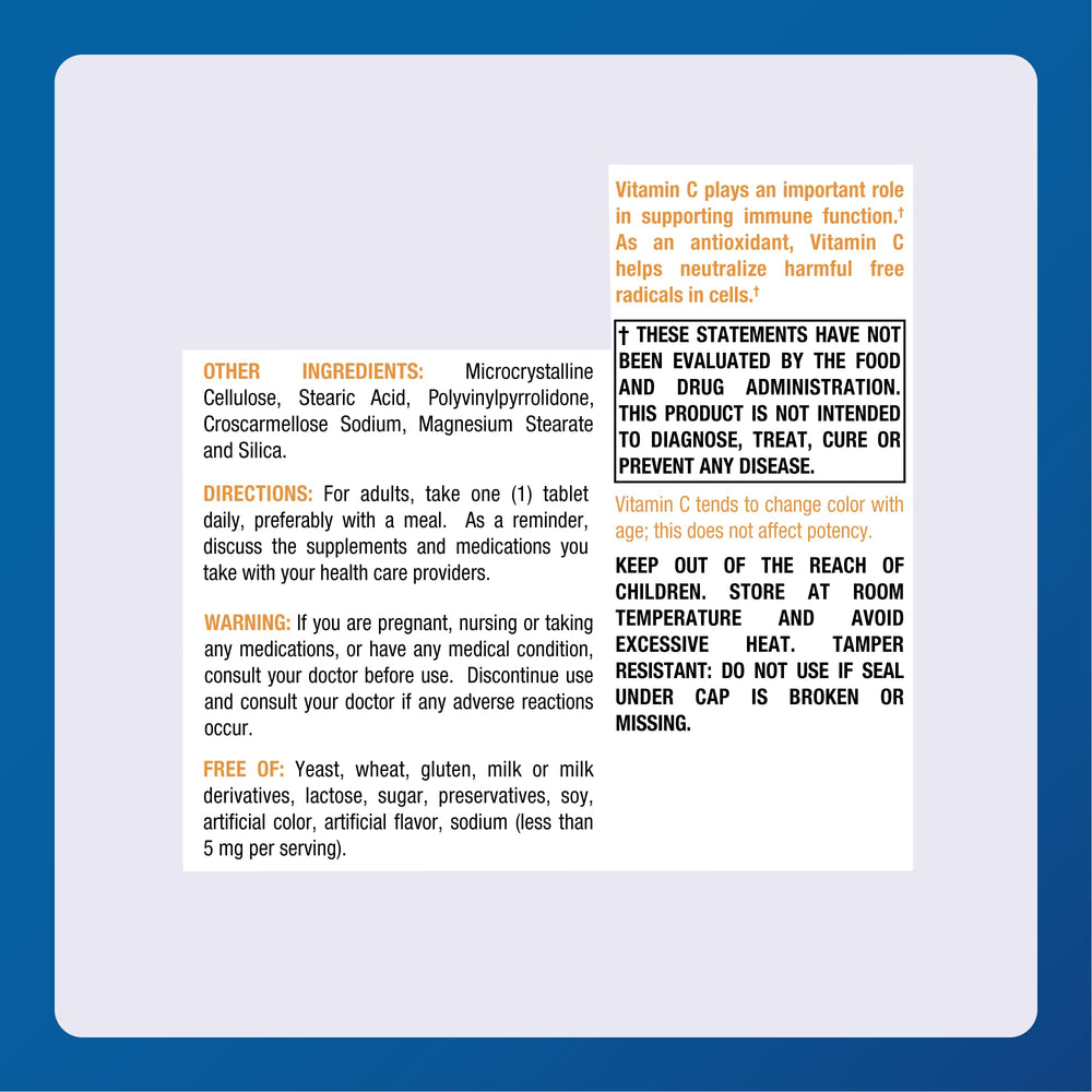 Packaged Major Pharmaceuticals Vitamin C 1000 tablets