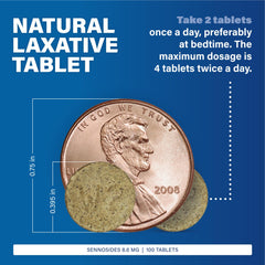MAJOR Senna 8.6 mg dosage panel highlights bedtime instructions for occasional relief.