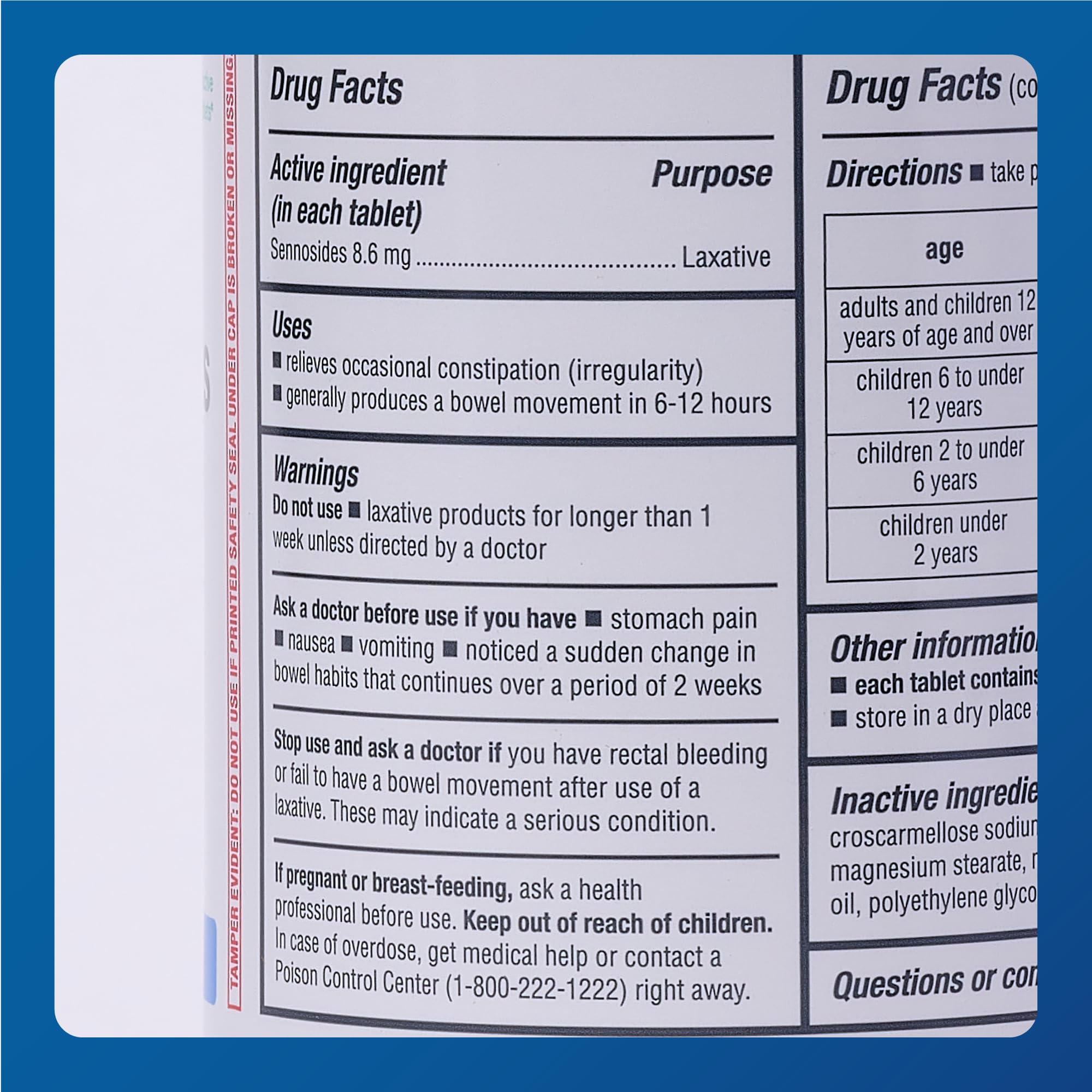 MAJOR Senna 8.6 mg ingredients graphic focusing on senna leaf