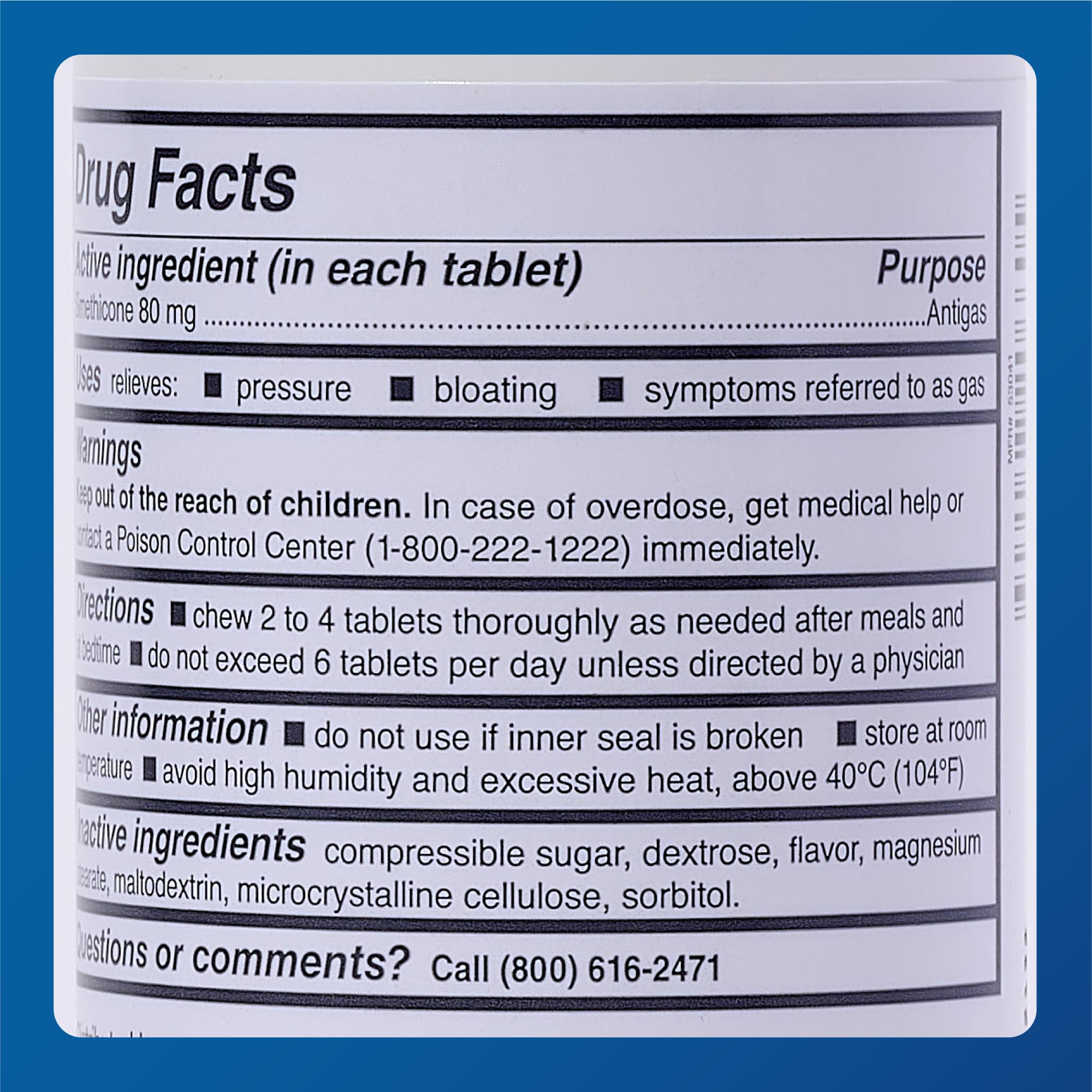 MAJOR gas relief label image highlighting 80 mg strength and gluten-free claim