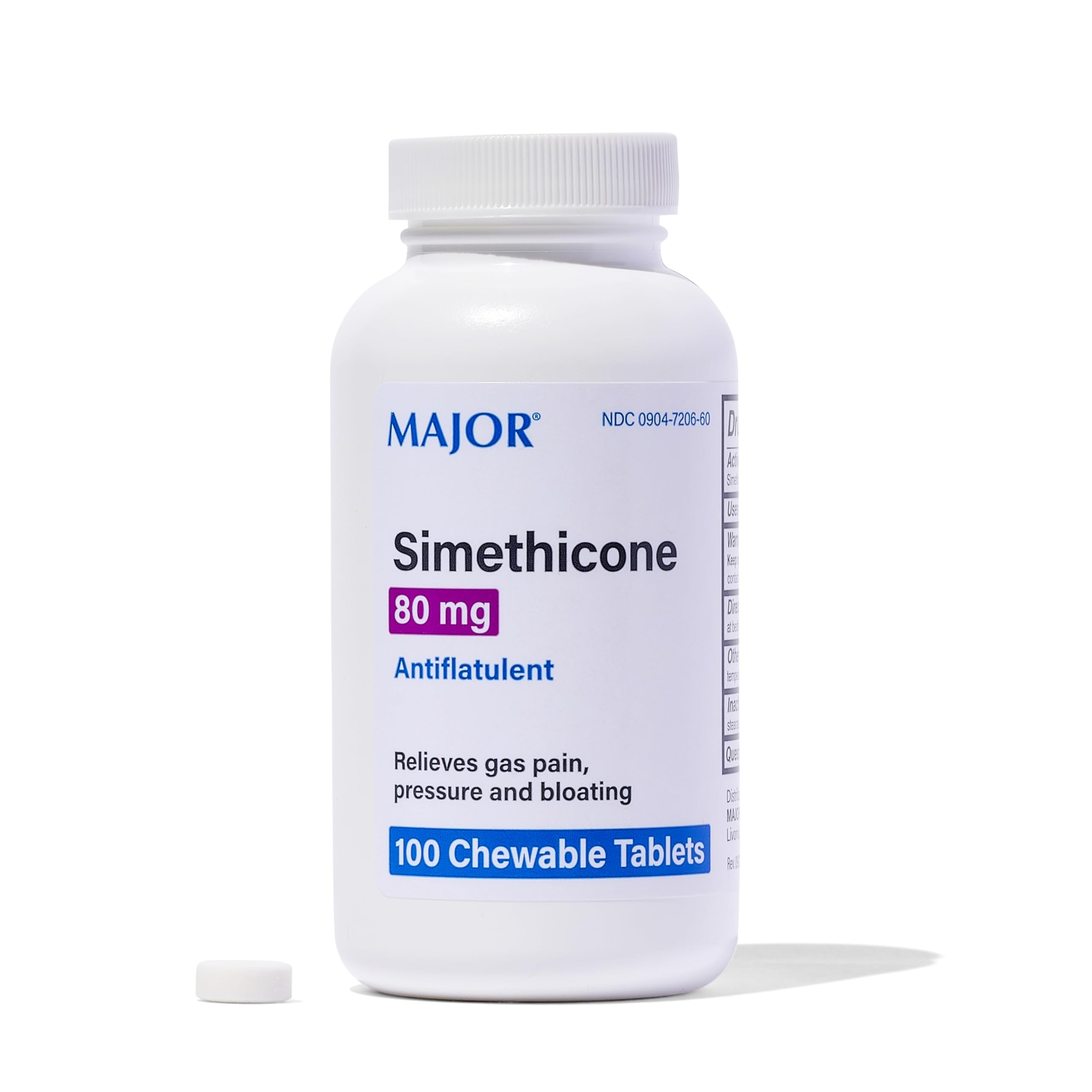 MAJOR Simethicone Gas Relief tablets pack shot for reliable post-meal comfort