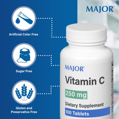 Side view of MAJOR Vitamin-C 250 mg tablets in Pack of 2