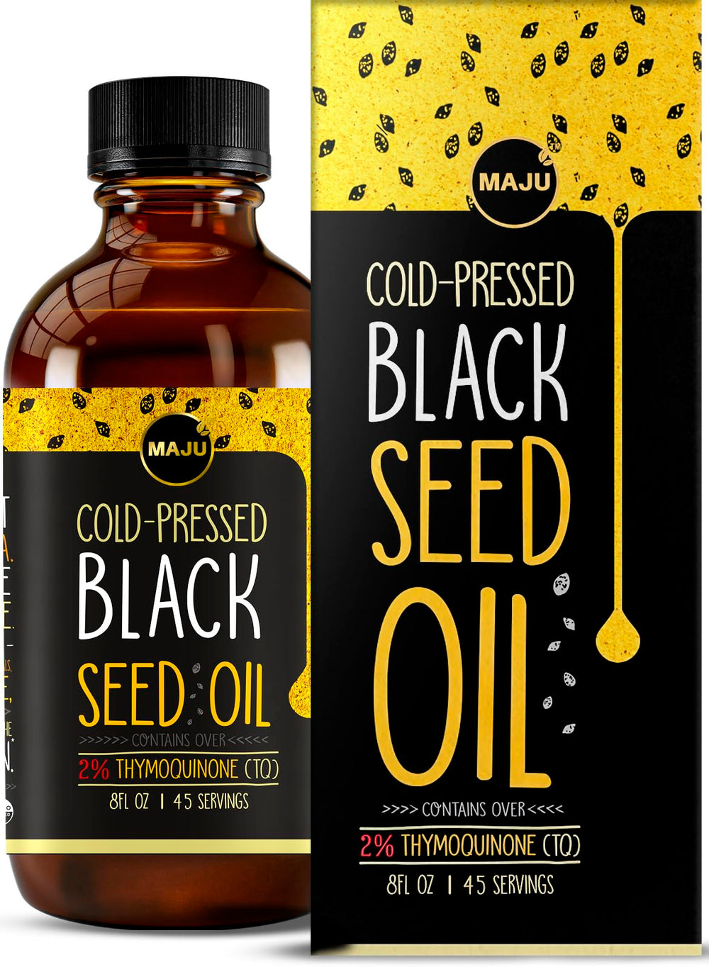 Front view of MAJU Black Seed Oil 8oz bottle