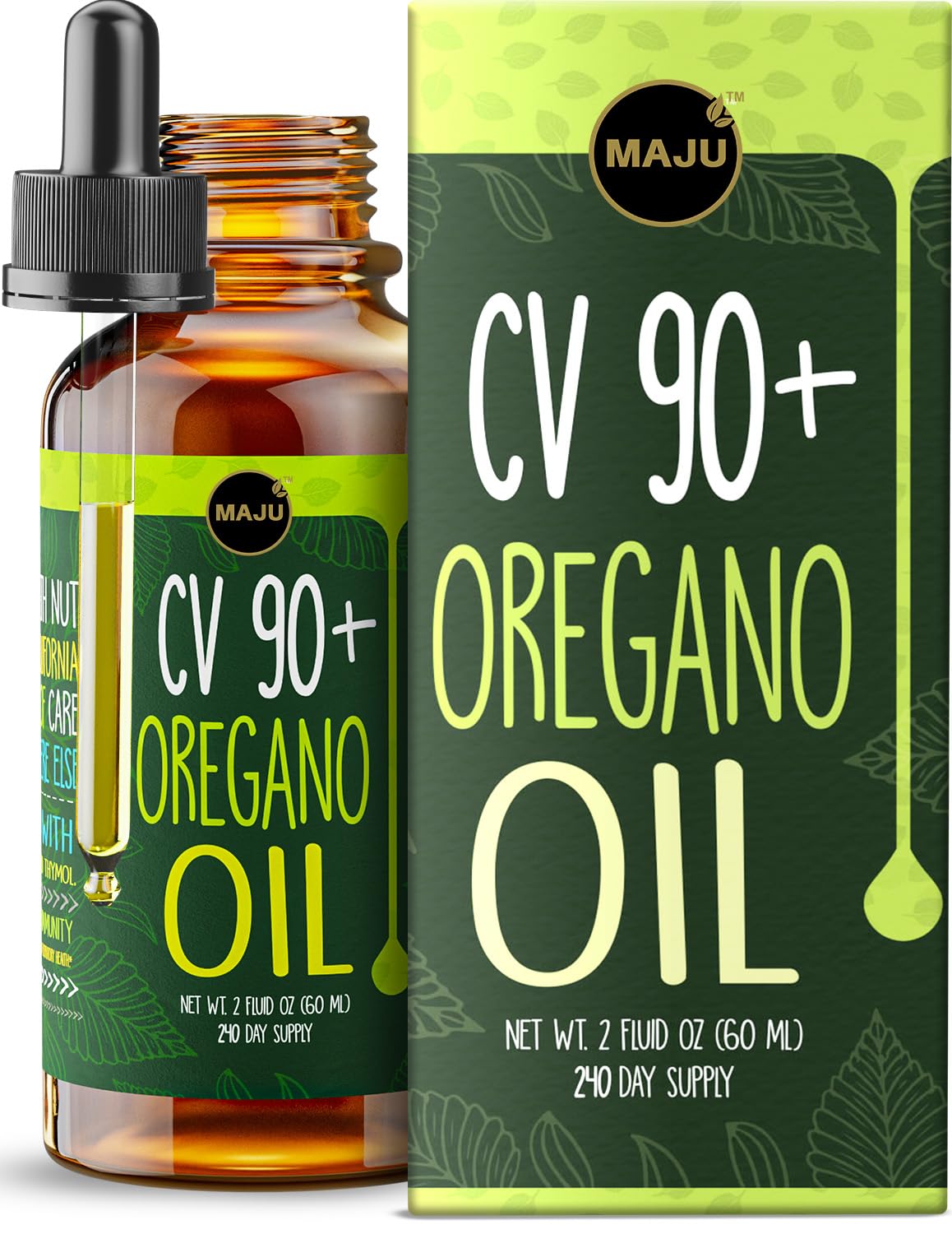 MAJU Oregano Oil Drops bottle – 2 fl oz label