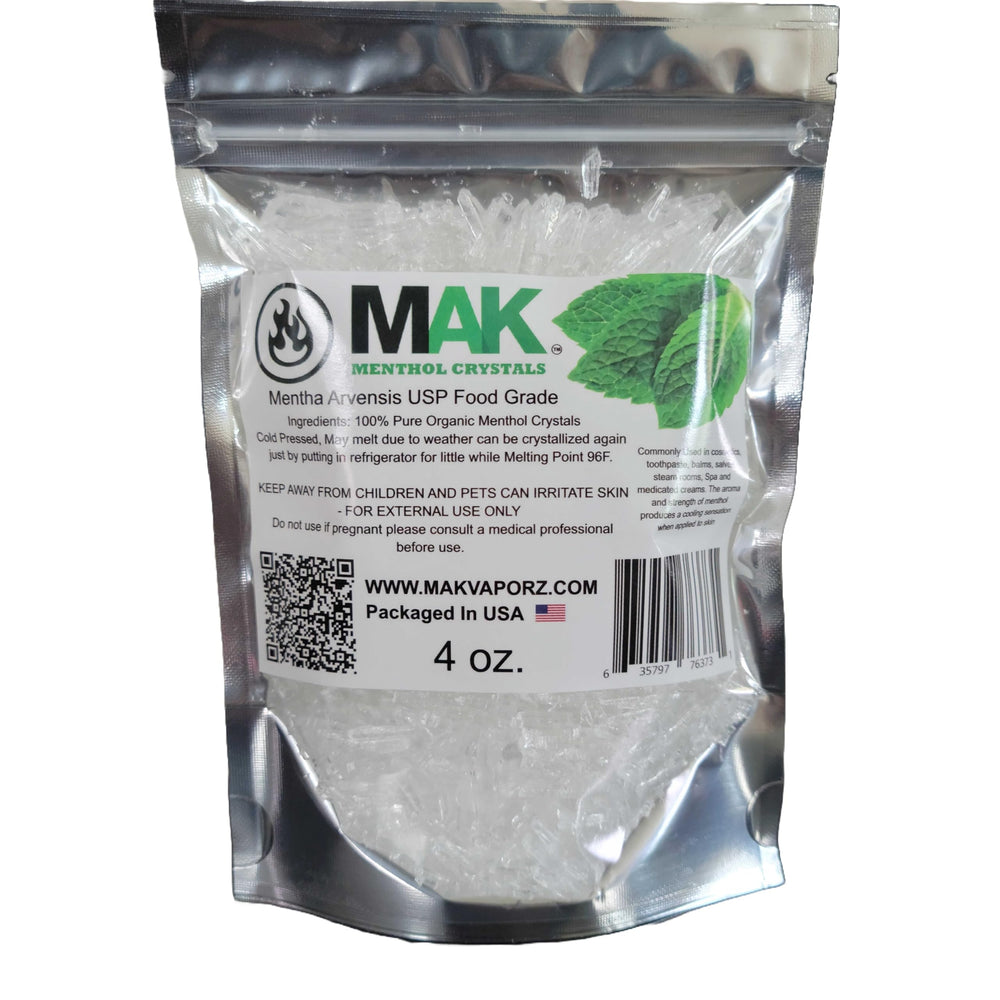 Mak Menthol Crystal 4 oz in resealable stand-up bag