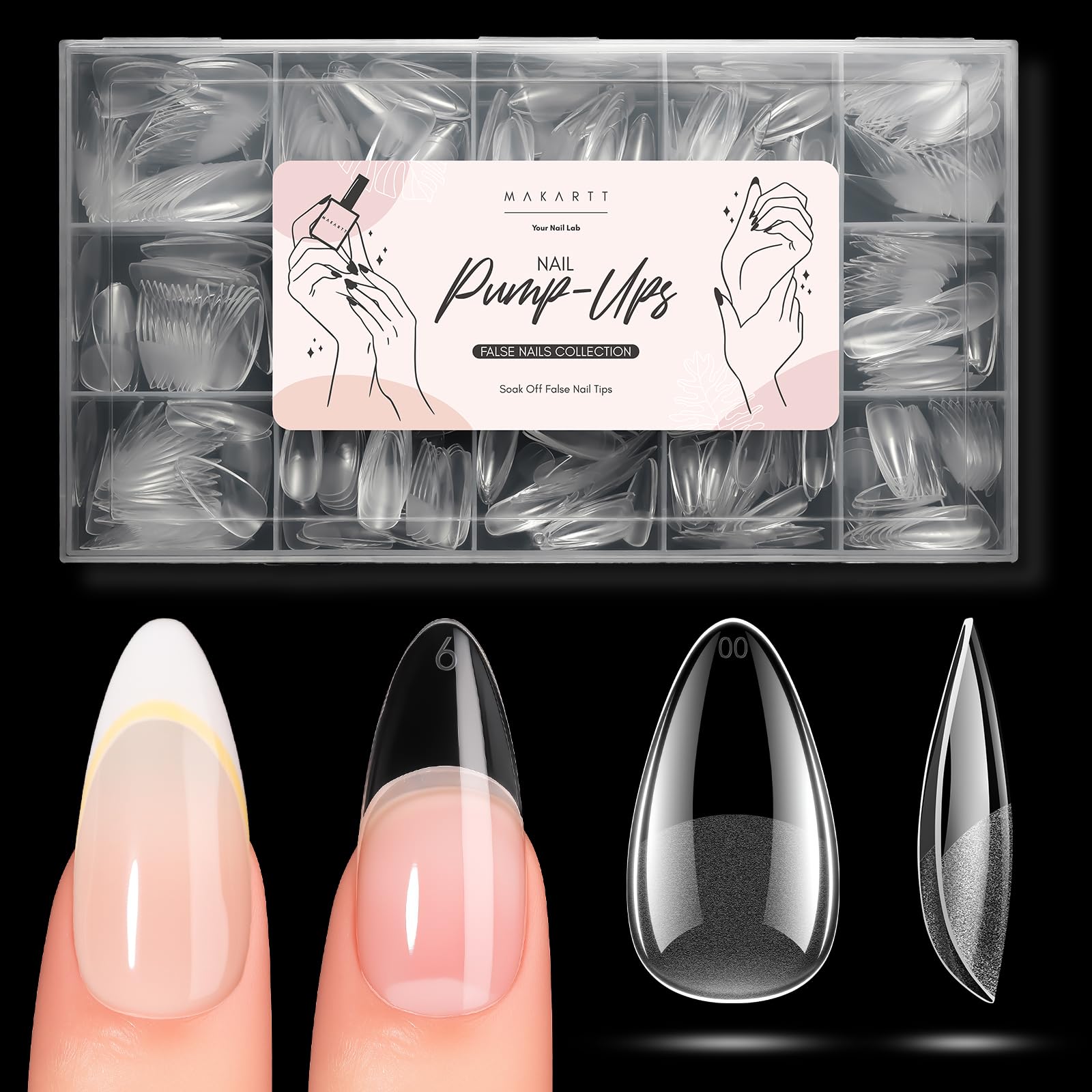 Makartt almond nail tips pack showing full set for quick DIY nails