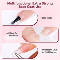Makartt Base Coat close-up reveals crystal-clear formula for strong natural nail base.