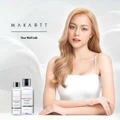 Makartt Brush Cleaner Solution packaging highlights hypoallergenic, cruelty-free formula
