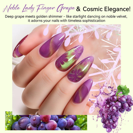 Makartt Noble Purple gel polish shows magnet-driven cat-eye shift under light