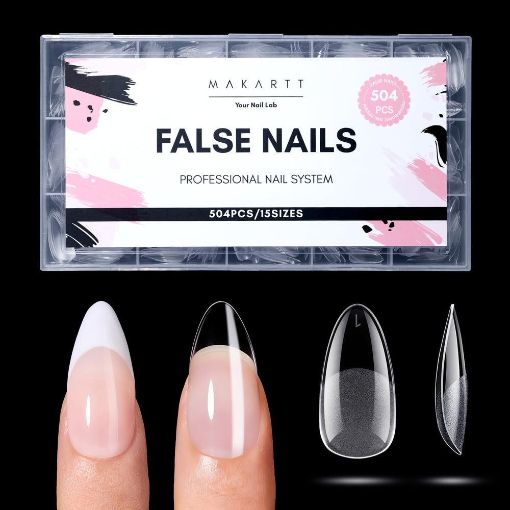 Makartt medium almond nail tips with pre-etched clear surface for quick, secure manicures.