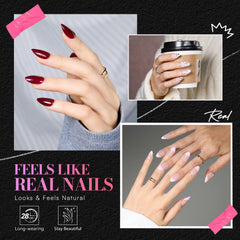 Makartt almond tips in half-matte finish for natural, comfortable wear.