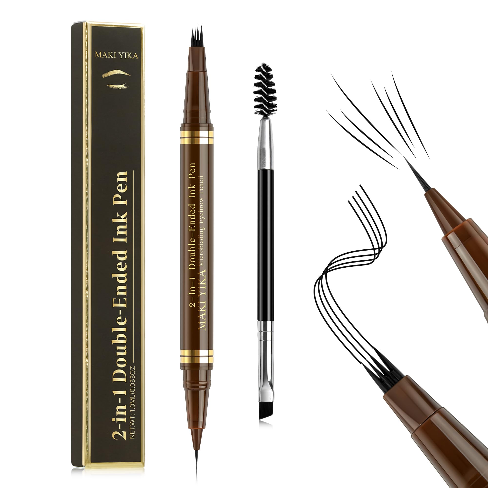 MAKI YIKA microblading eyebrow pencil with 4-fork tip for natural hair-like brows