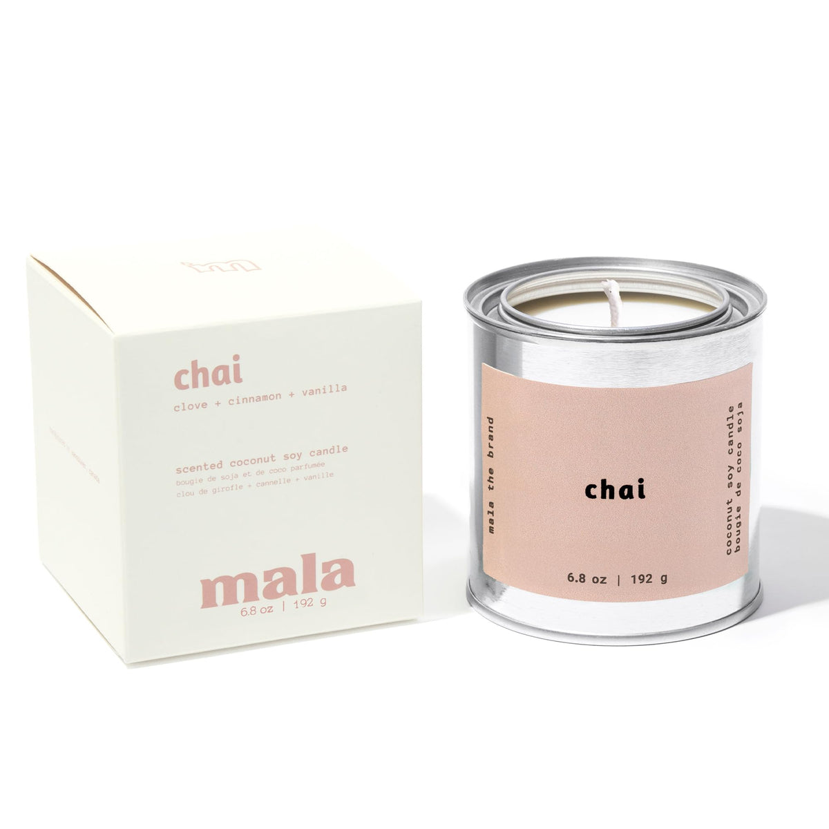 Front view of MALA Chai Clove Cinnamon & Vanilla Candle 6.8 oz jar