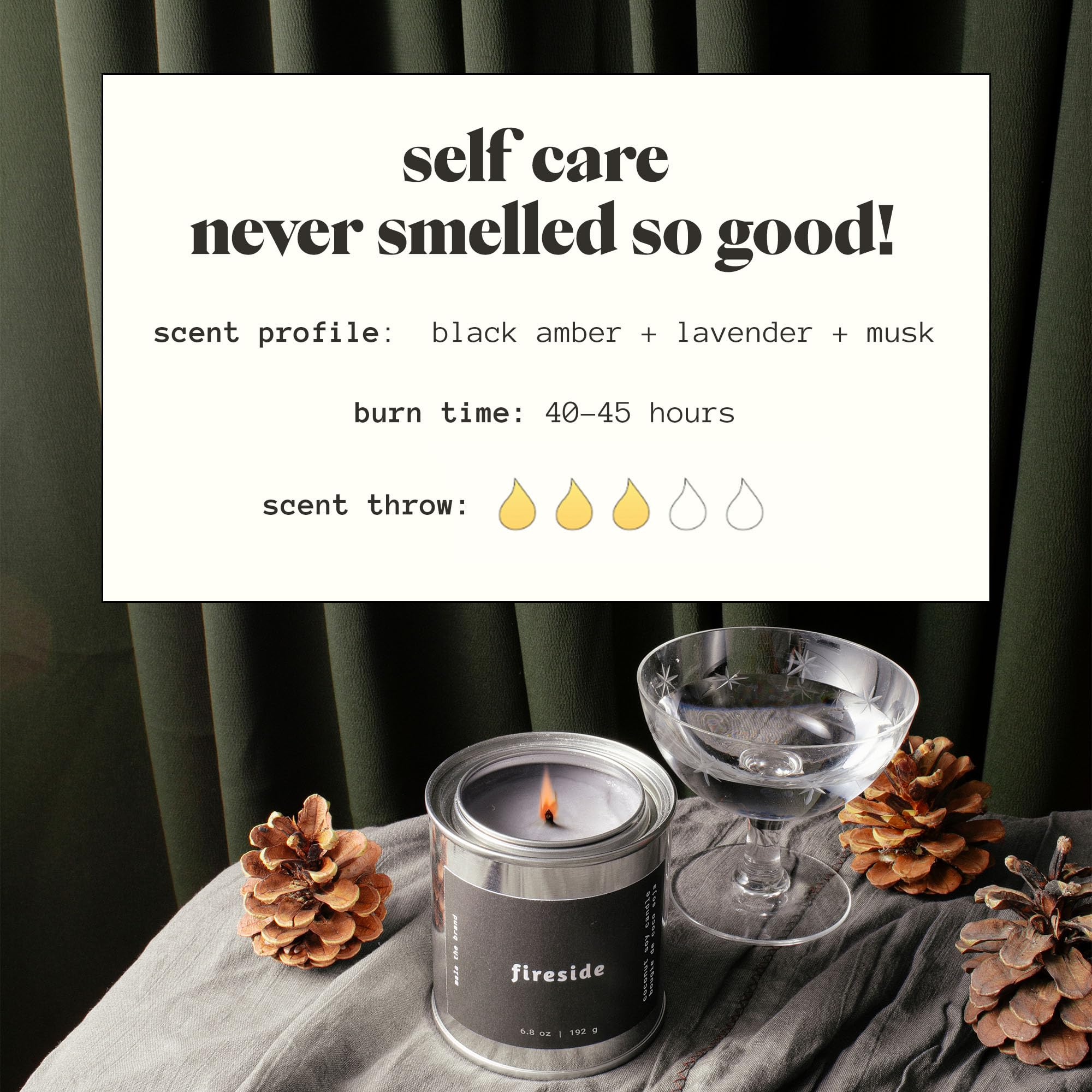 Soy-coconut wax blend used in Mala Fireside candle