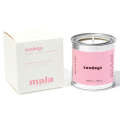 Front view of MALA Sundays Apricot Sandalwood Lavender Candle 6.8 oz