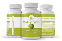Capsules close-up illustrating a pure malic acid supplement