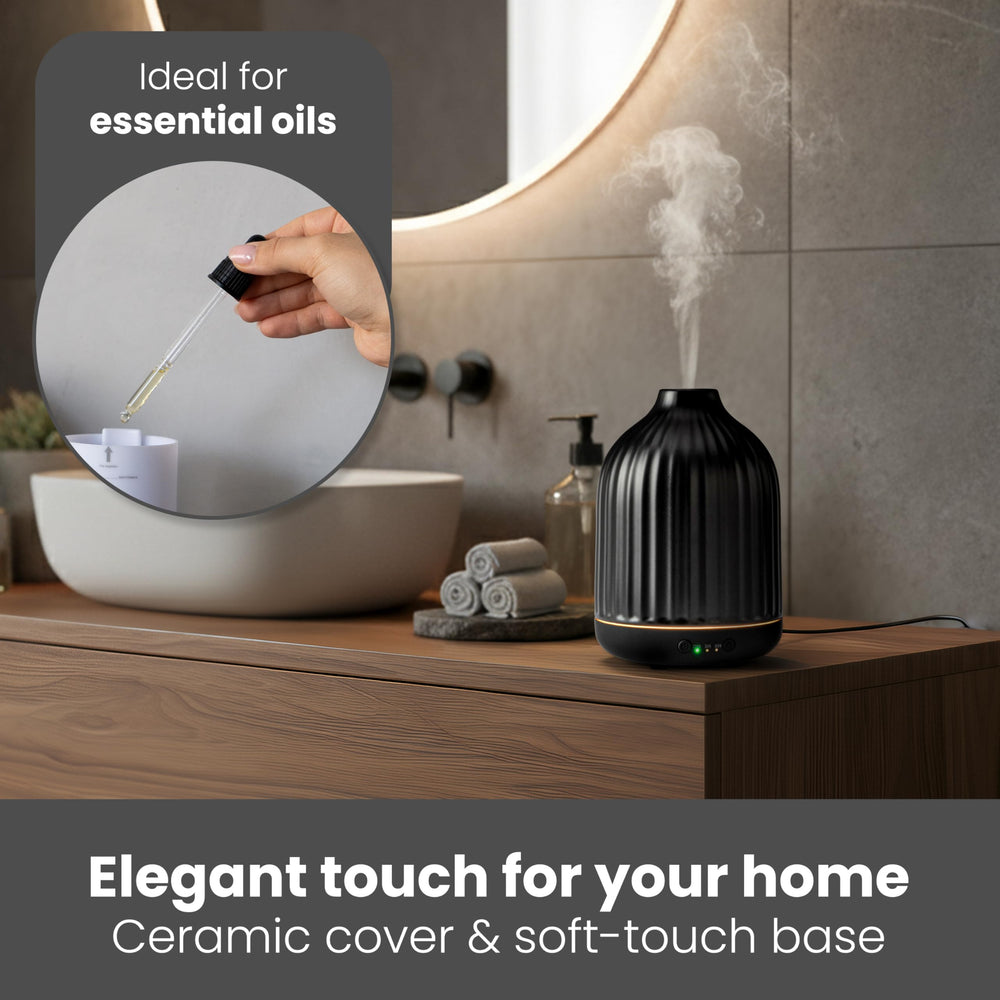 MALMØ Ceramic Diffuser 250ml black diffuser in living room