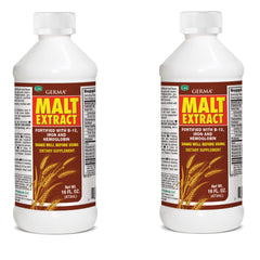 Front view of Germa Malt Extract 16oz fortified with Vitamin B-12 and Iron (2 Pack)
