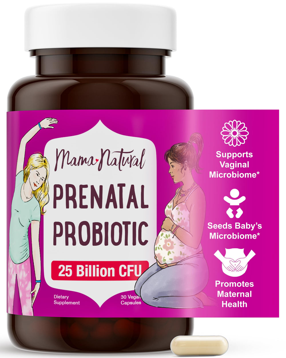 Mama Natural Prenatal Probiotics bottle front view