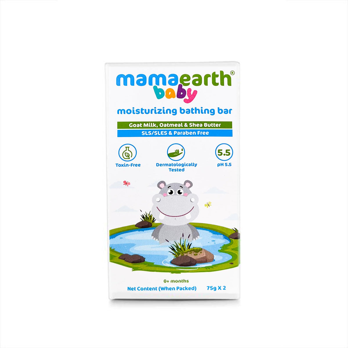 MAMAEARTH Baby Bathing Bar – Goat Milk, Oatmeal & Shea Butter (75g each, 2 bars)