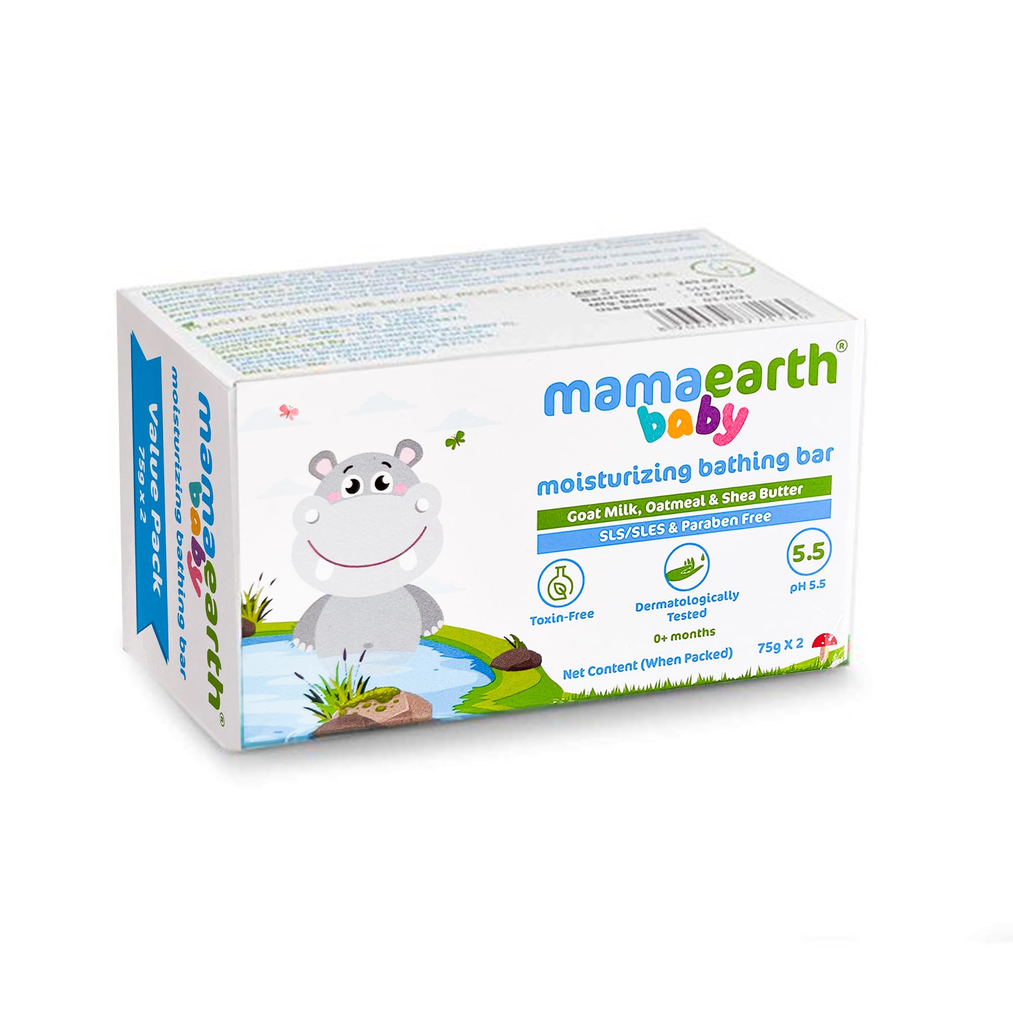 Two 75g baby bath bars side by side