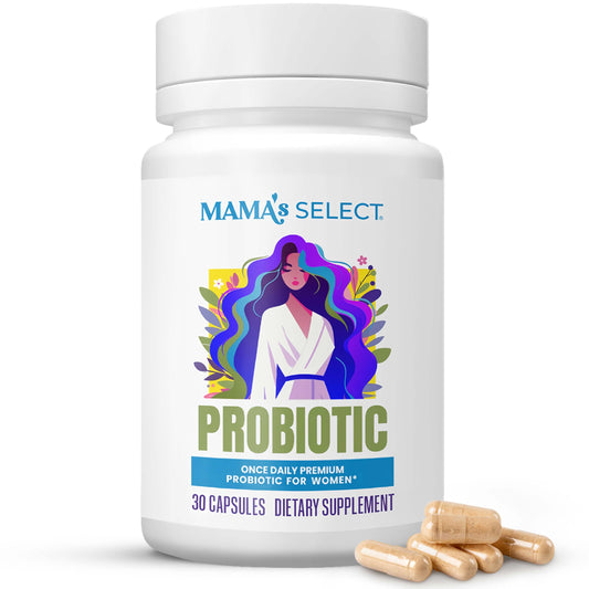 Bottle of Mama's Select Prenatal Probiotics for pregnant women