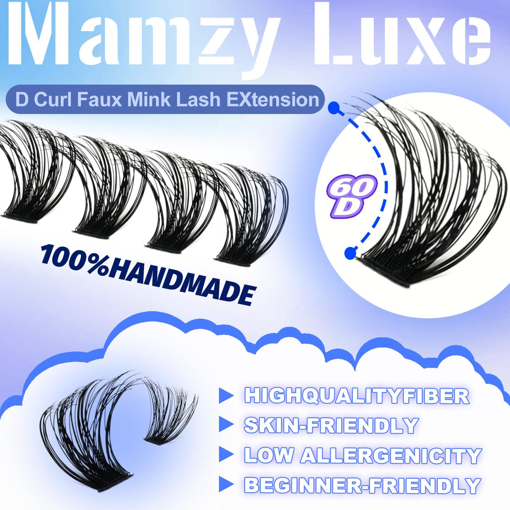 Mamzy Luxe Clusters being applied demonstrates easy DIY lash look creation.