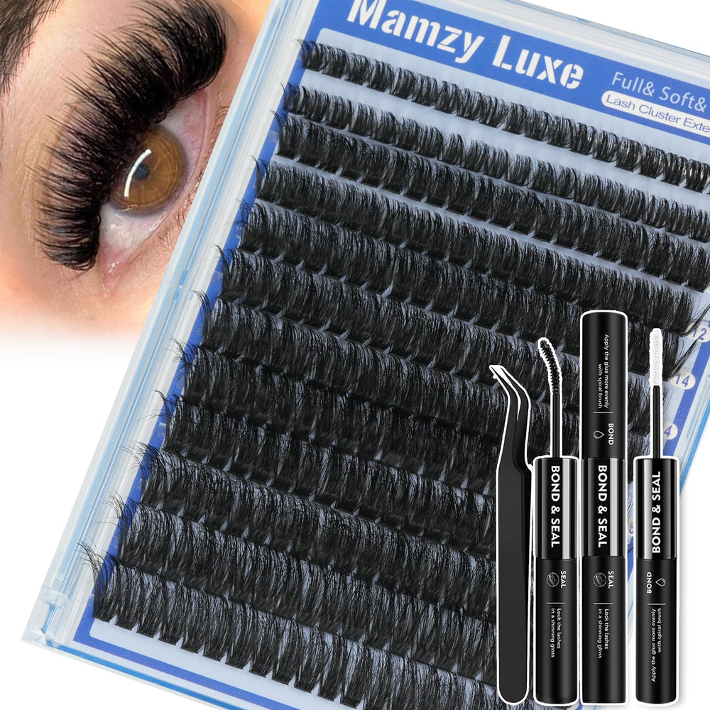 Mamzy Luxe fluffy lash clusters 100D for full-volume daily wear.