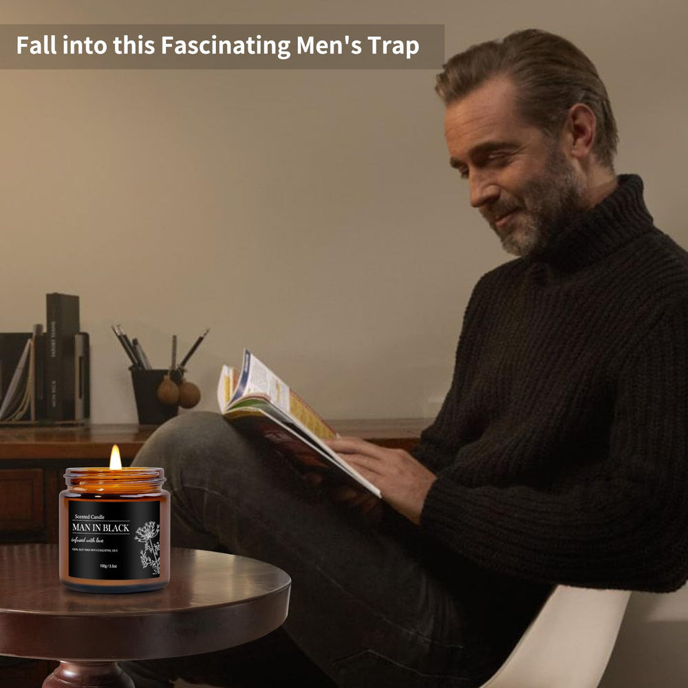 Man in Black scented candle in black jar