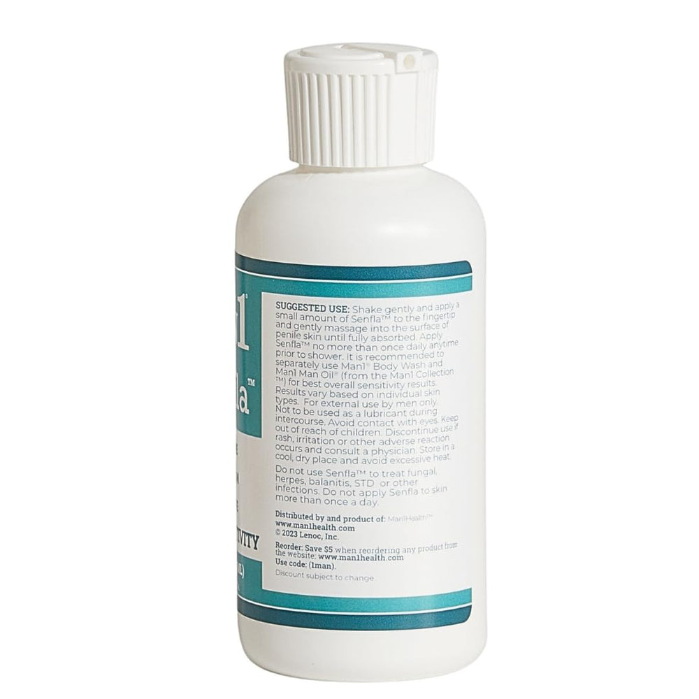 Man1 Senfla application scene demonstrates discreet massage for targeted skin care.