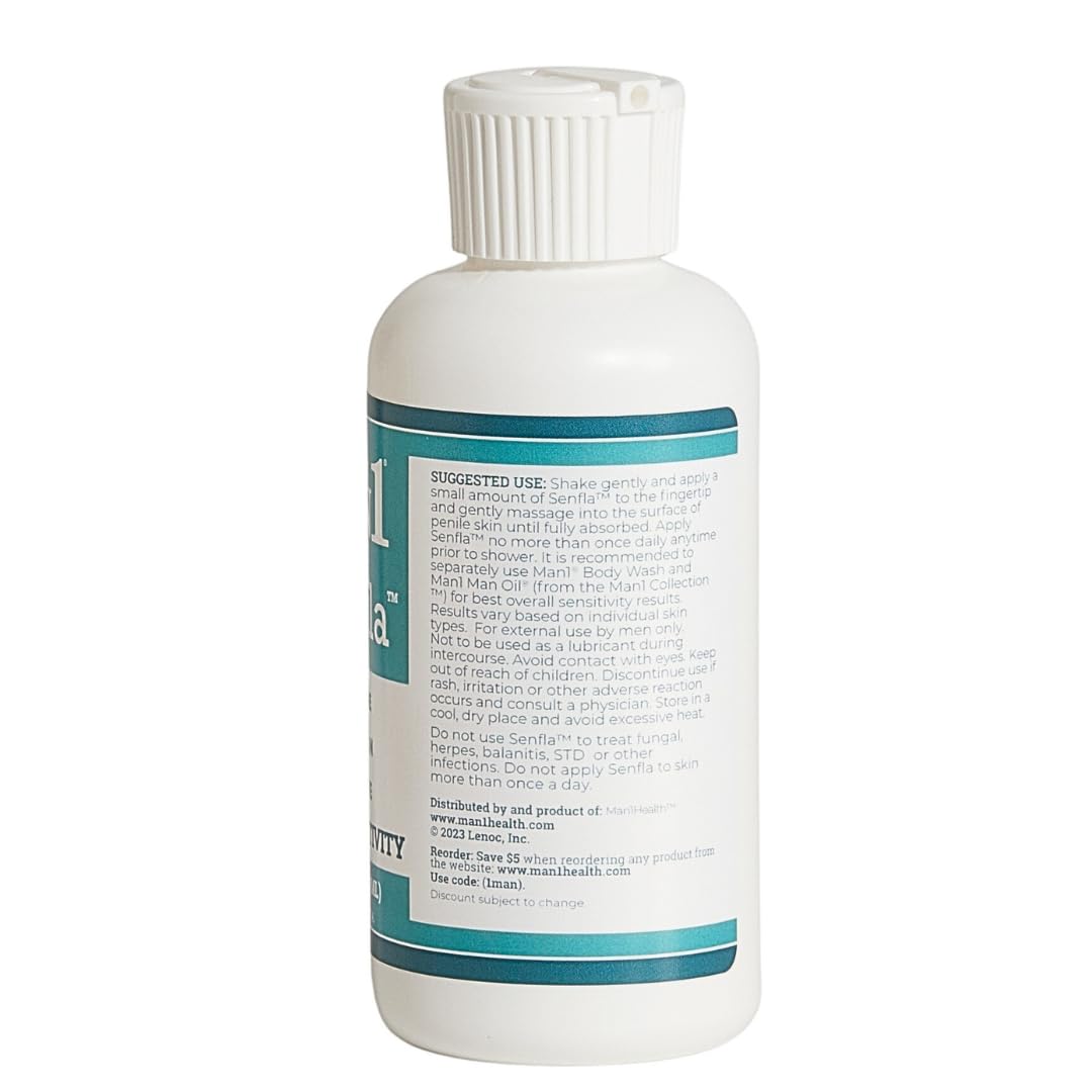 Man1 Senfla application scene demonstrates discreet massage for targeted skin care.