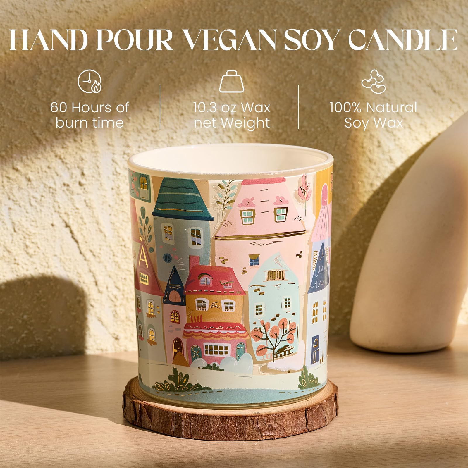 Close-up of M&SENSE sandalwood mint candle with burn pool