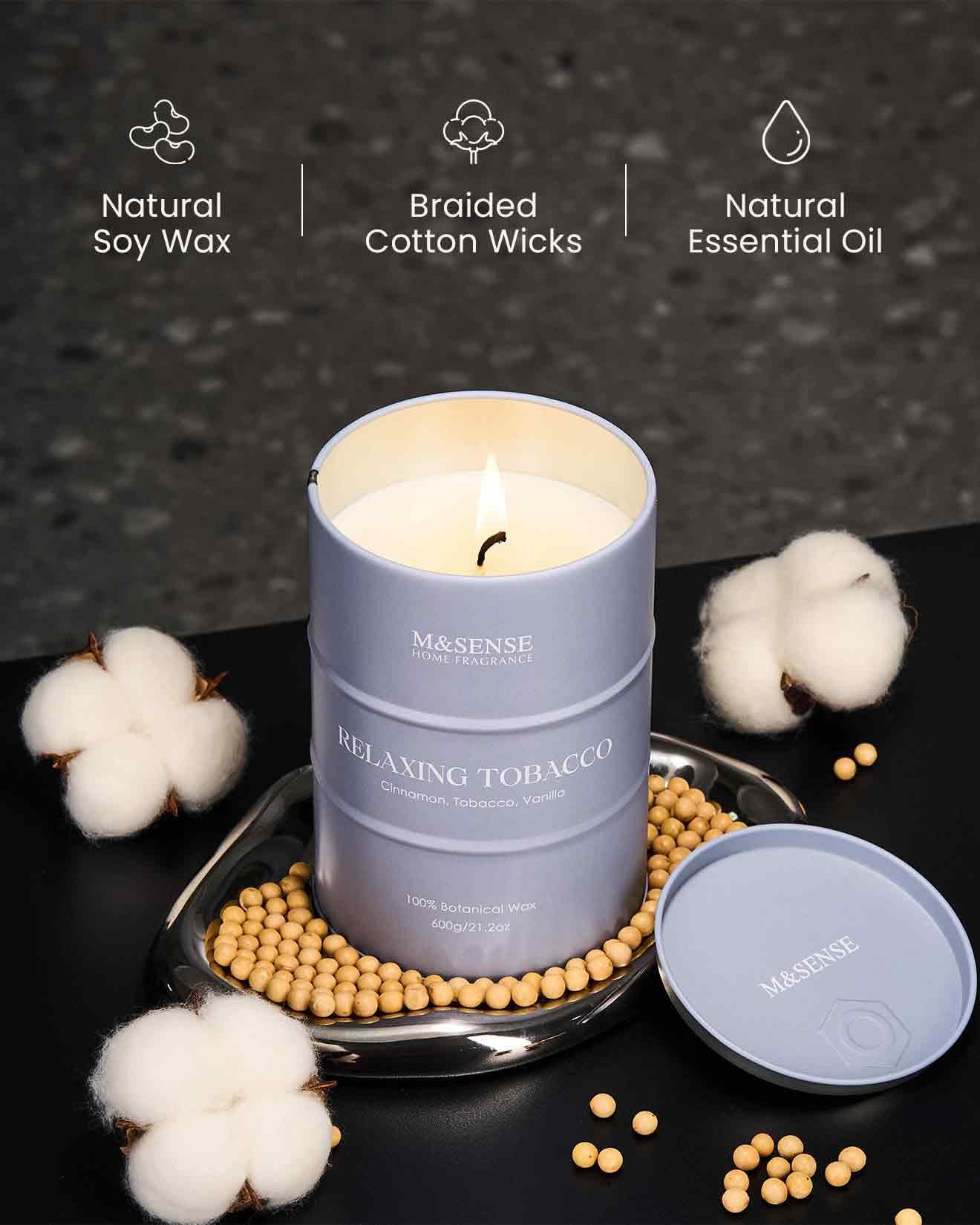 Natural soy blend wax with palm wax for slow burn
