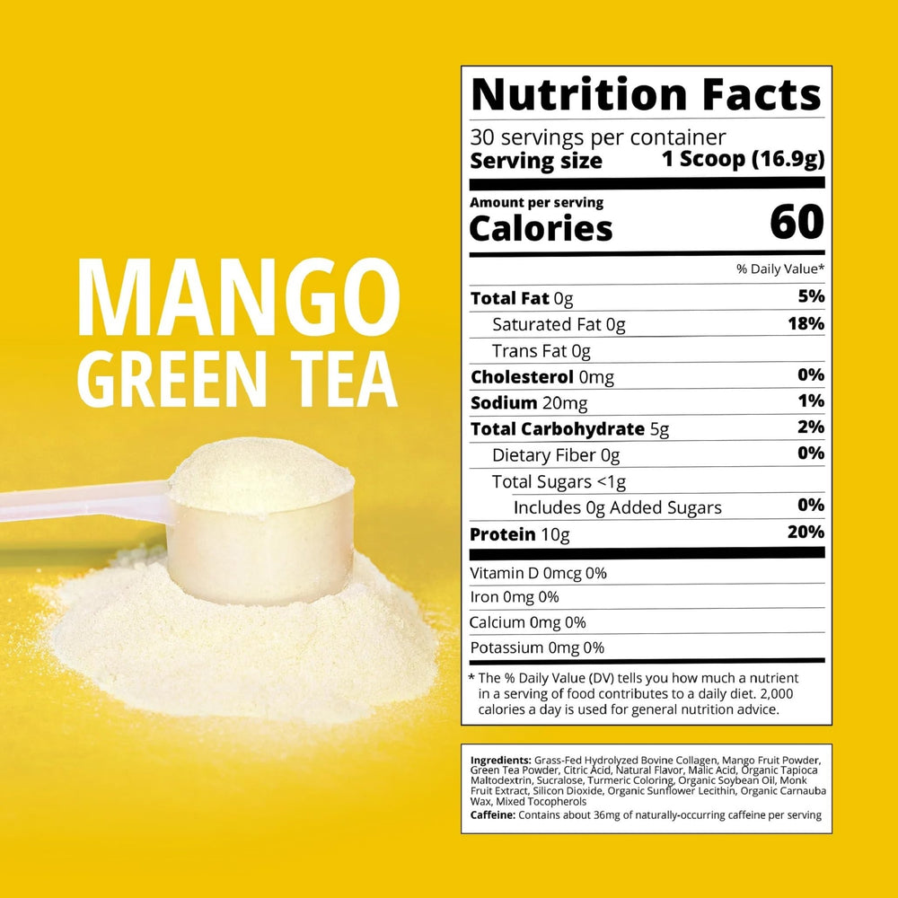 Close-up of grass-fed collagen protein powder